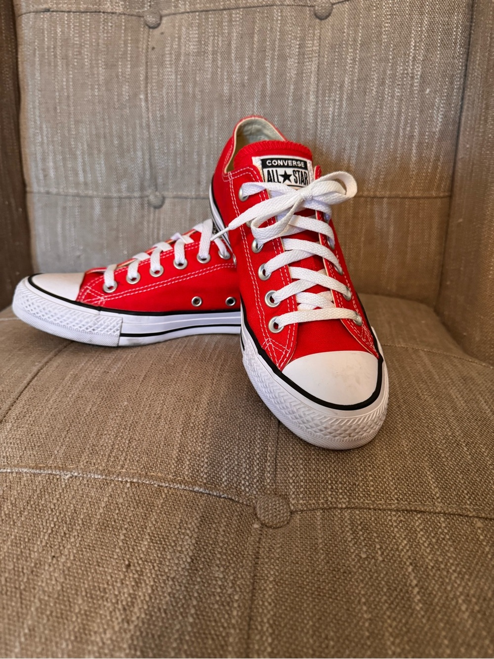 Converse Red Canvas Low-Top Sneakers with White Accents